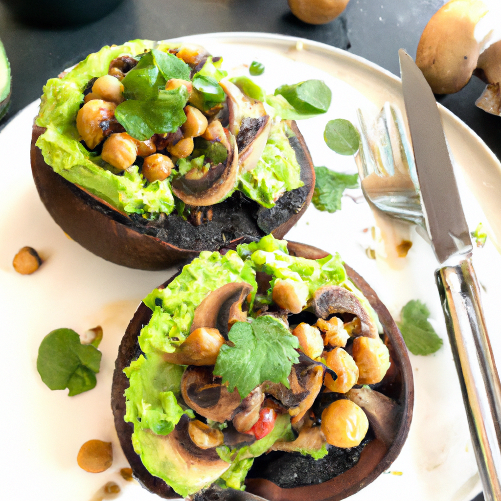 Chickpea and Avocado Stuffed Portobello Mushrooms