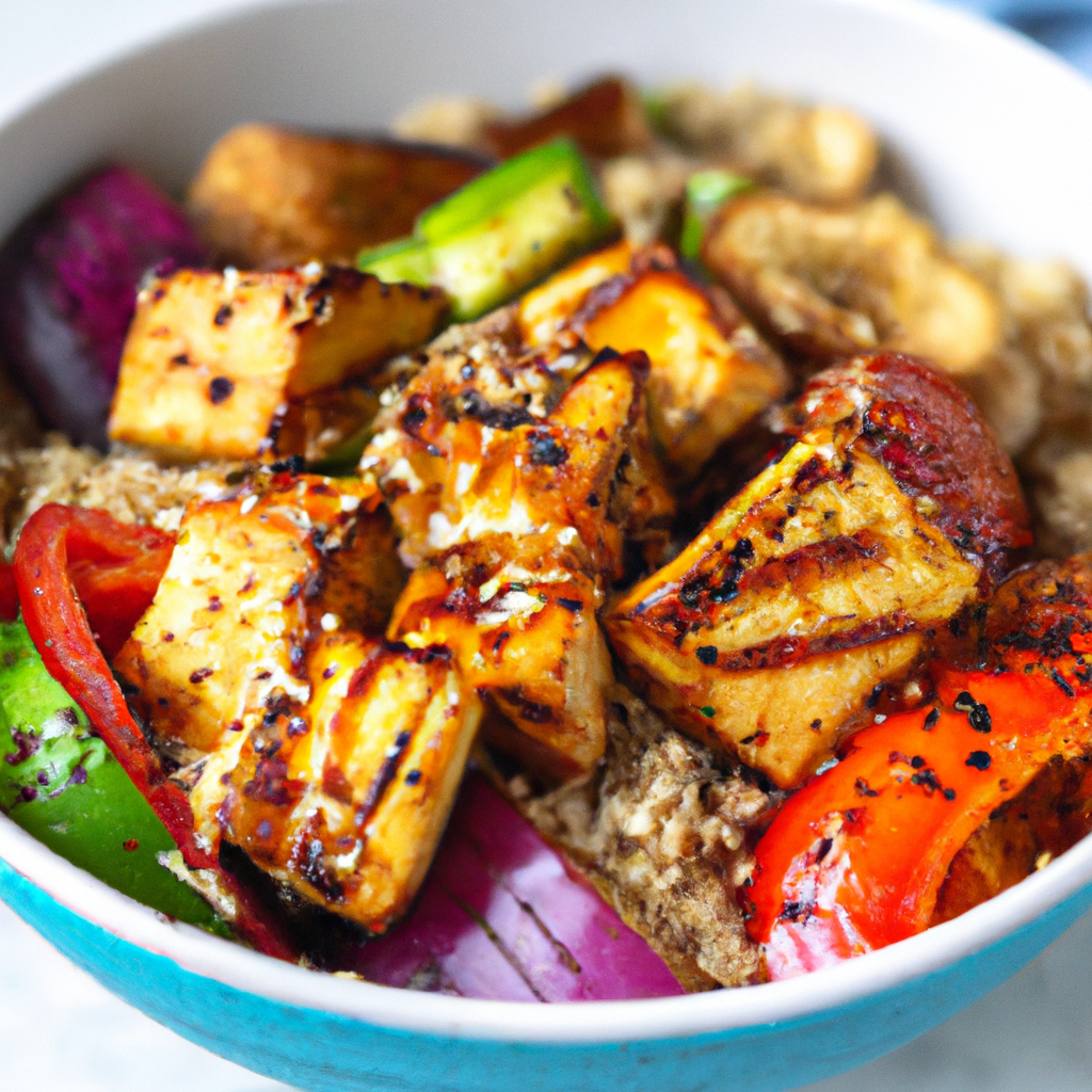 Quinoa Bowl with Grilled Teriyaki Vegetables & Crispy Tofu