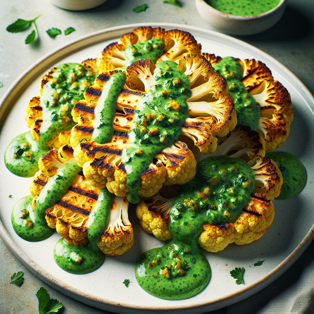 Roasted Cauliflower Steak with Chimichurri Sauce