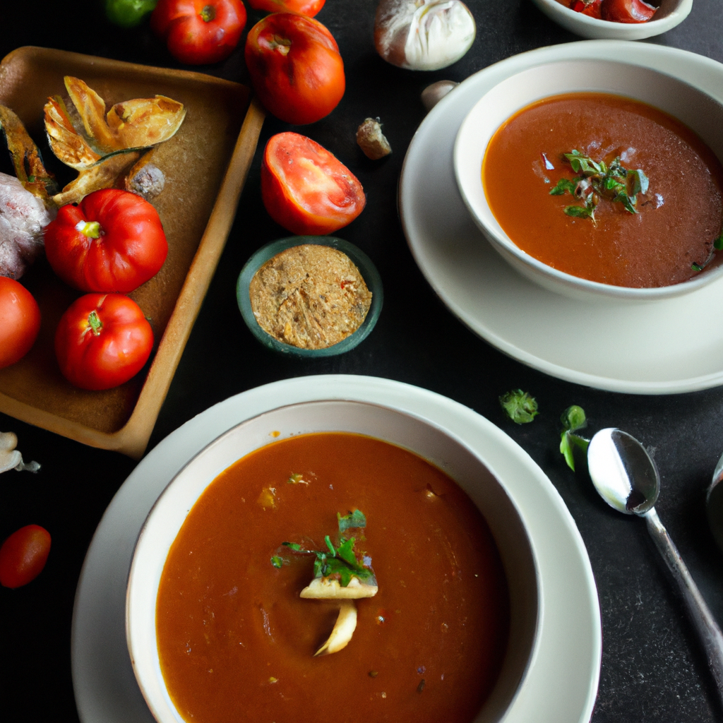 Soupe à l'ail rôti et aux tomates